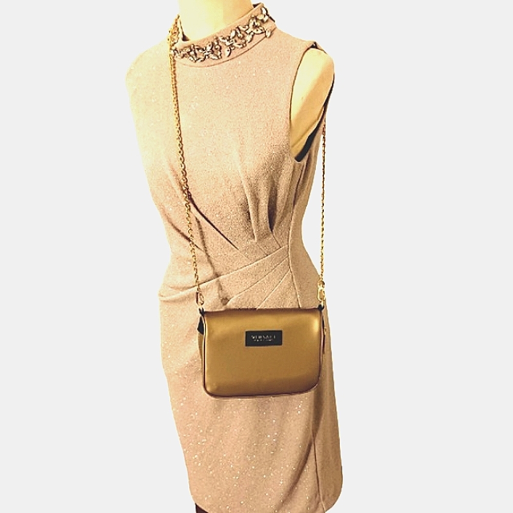 Versace Perfume Pouch‎ Crossbody 8 x 6 Champagne Gold Bag New with Dust bag
